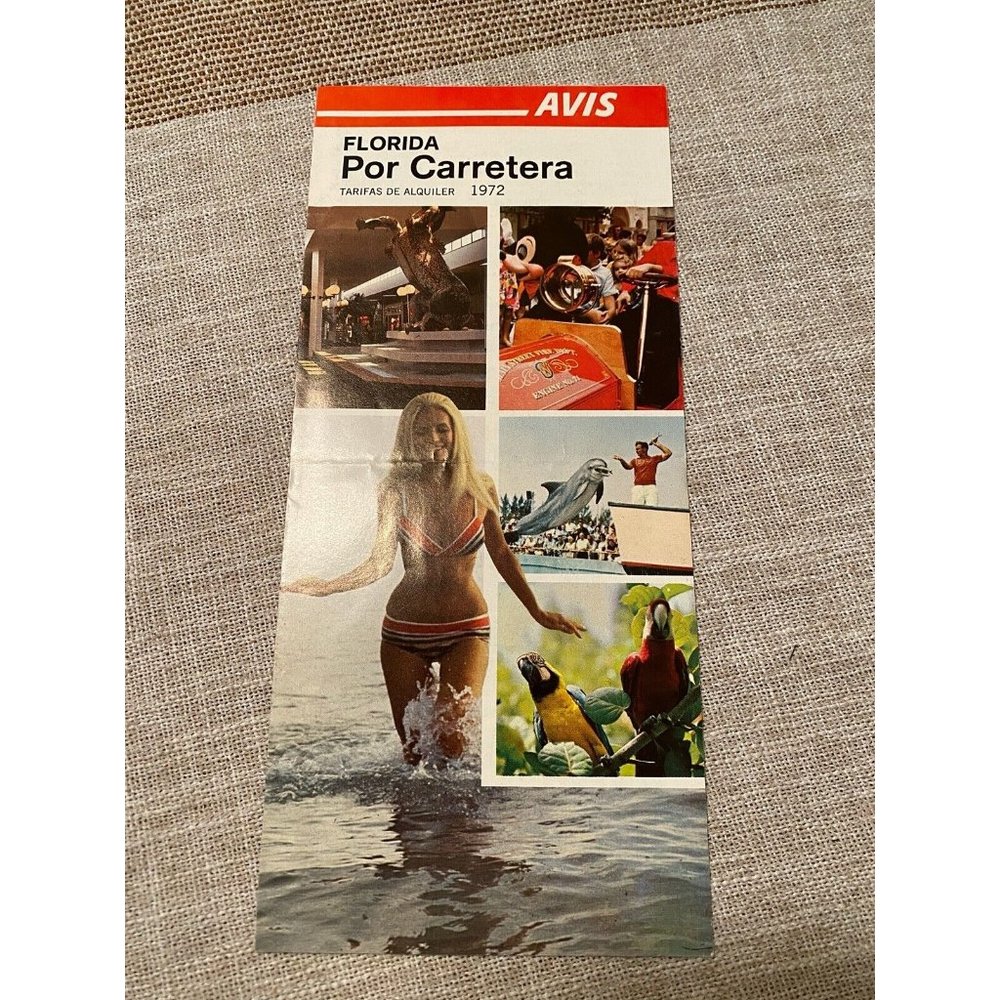 Avis Florida Por Carretera 1972 ephemera brochure pamphlet flyer Rates GUC